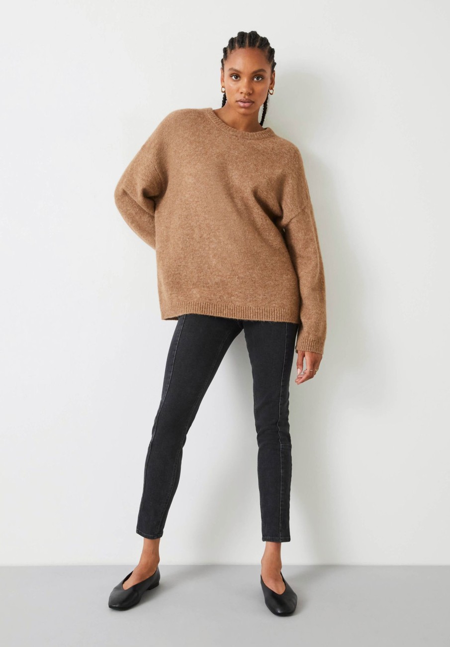 Clearance Elaine Slouchy Fit Wool Blend Jumper Camel