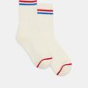 Best Nell Stripe Sports Sock Off White/Blue/Red