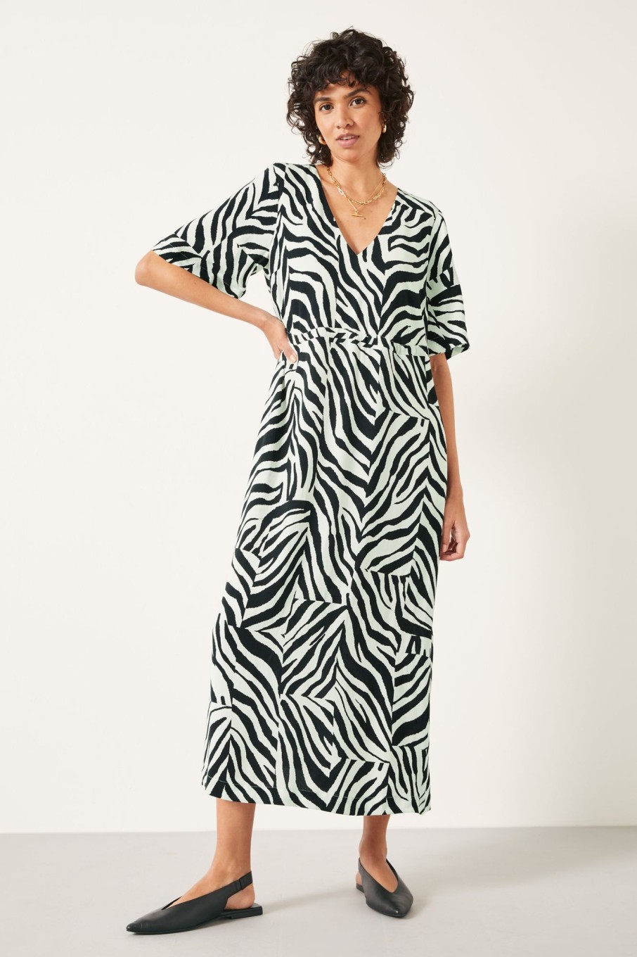 Clearance Grace Midi Dress Patchwork Zebra Black