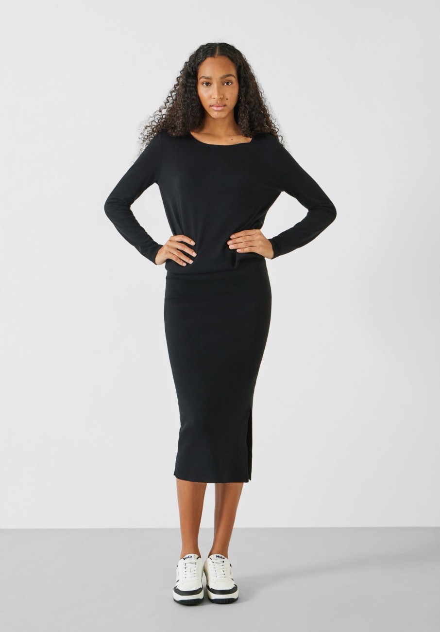 Clearance Tanya Knitted Midi Dress Black