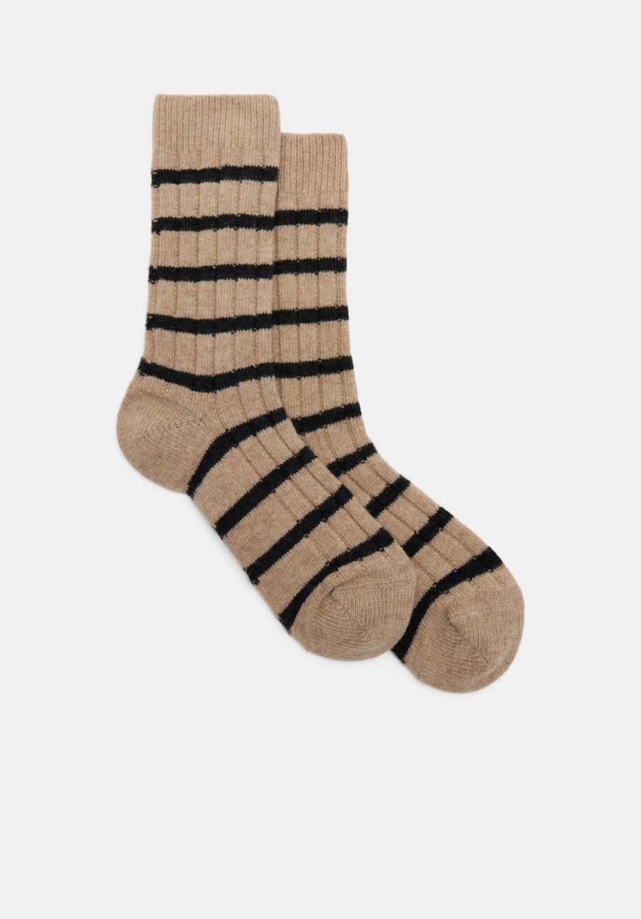 Hot Wool Stripe Socks Oatmeal