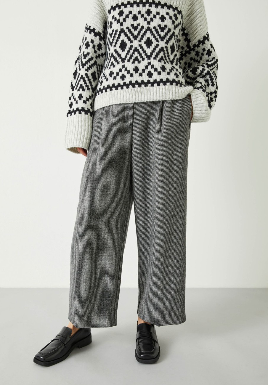 Hot Carys Tailored Cropped Wool Blend Trousers Dark Grey Marl