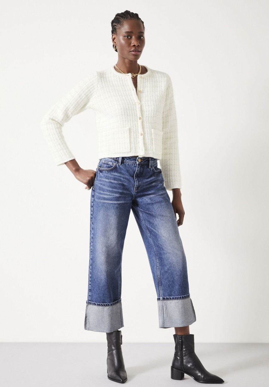 Online Bettie Textured Knitted Jacket Soft White