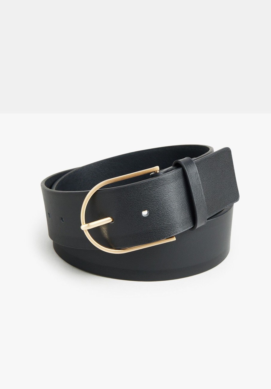 Clearance Cindy D-Buckle Waist Belt Black