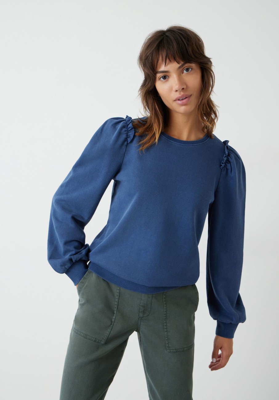 Hot Emilia Ruffle Sweatshirt Navy