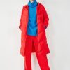 New Elci Mid Chevron Puffer Coat Bright Red