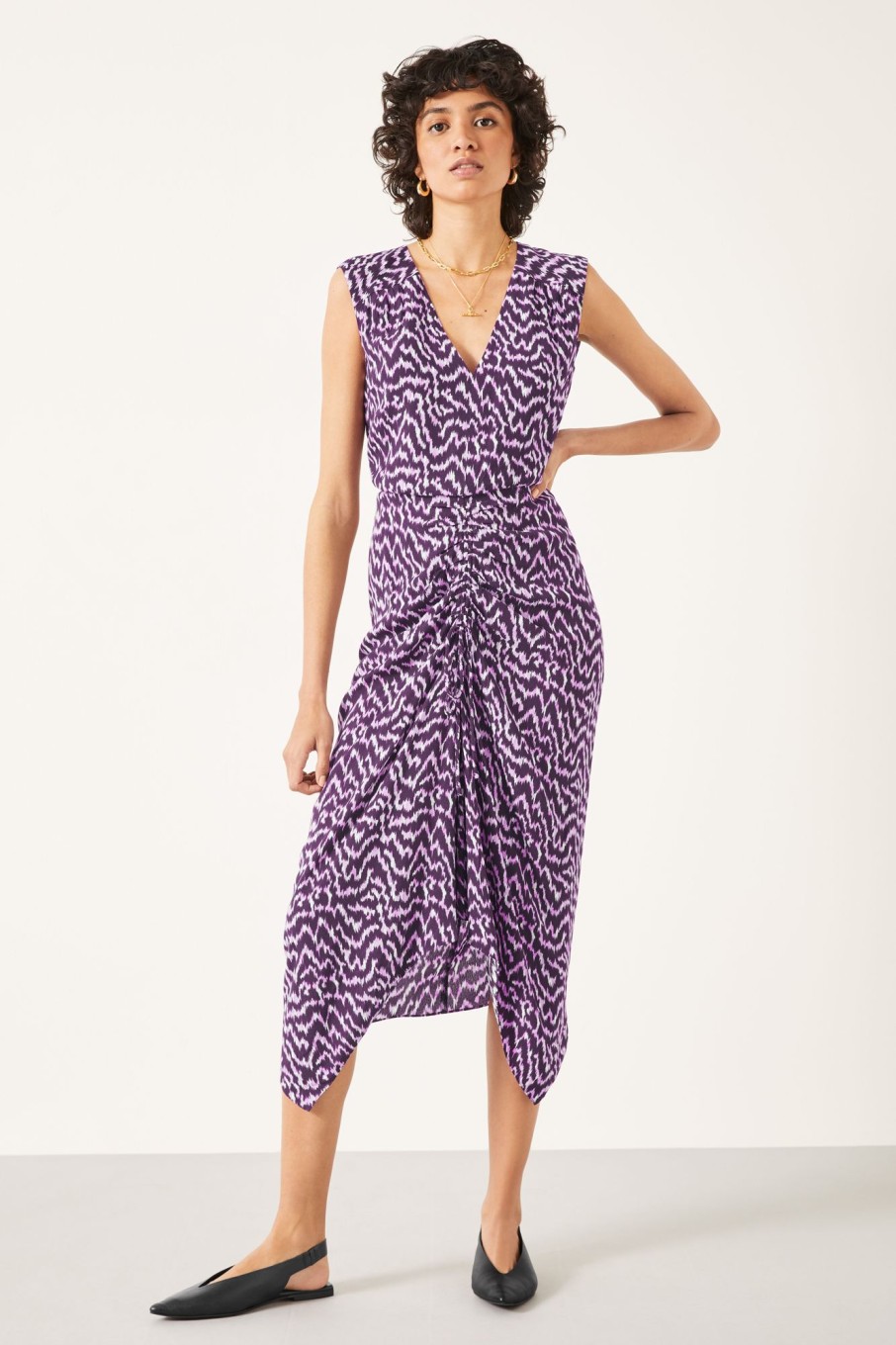 Wholesale Francesca Midi Dress Digital Ikat Lilac