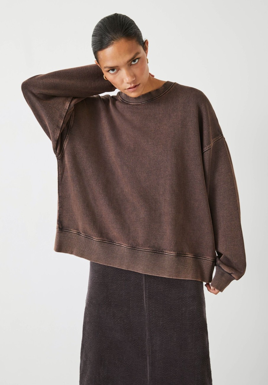 Best Grainne Open Back Sweatshirt Chocolate