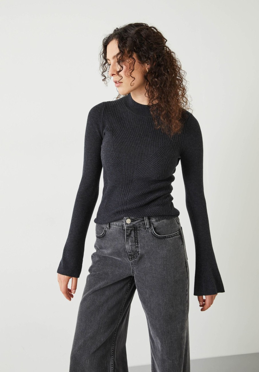 Wholesale Sidwell Ribbed Wool Blend Jumper Charcoal Marl