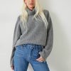 Clearance Raia Ribbed Cashmere Roll Neck Jumper Mid Grey Marl