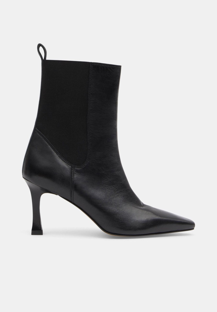 Online Leather Chelsea Stiletto Boots Black