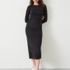 Wholesale Long Sleeve Midi Judy Dress Black