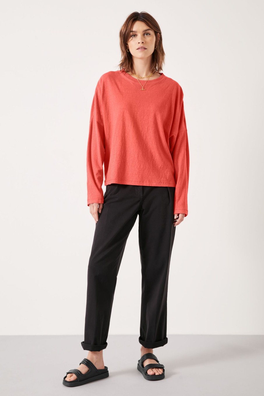 Best Soairse Seam Detail Dolmon Top Vibrant Red