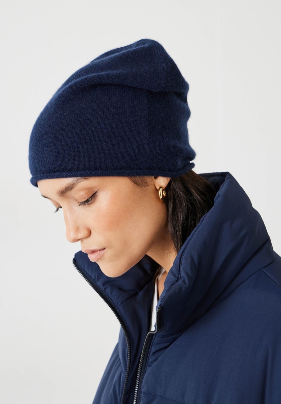 Clearance Cashmere Beanie Deep Navy