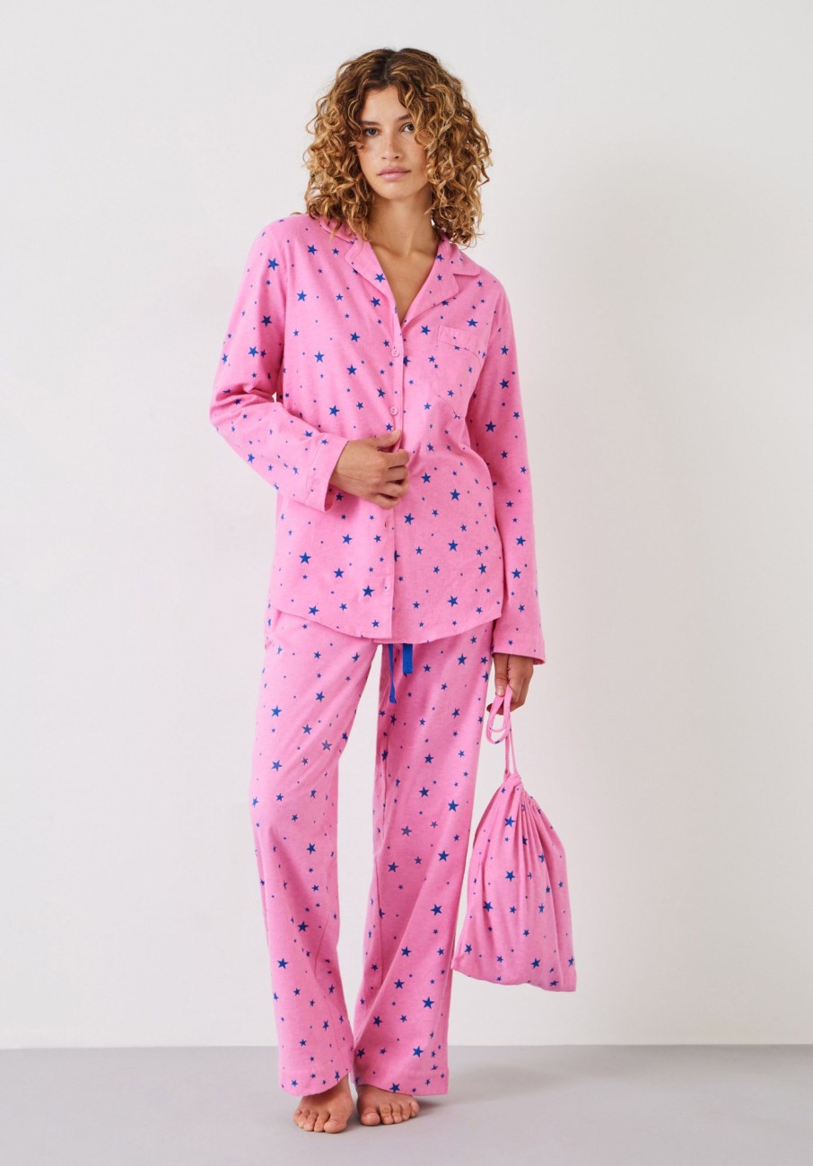 Online Liv Cotton Flannel Pyjamas Amber Star Pink/Blue