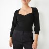 Clearance Engineered Rib Knitted Top Black