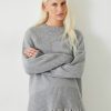 Wholesale Danielle Split Back Wool Jumper Mid Grey Marl