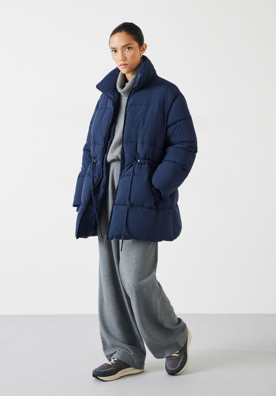 Best Joanna A-Line Puffer Coat Navy Blue