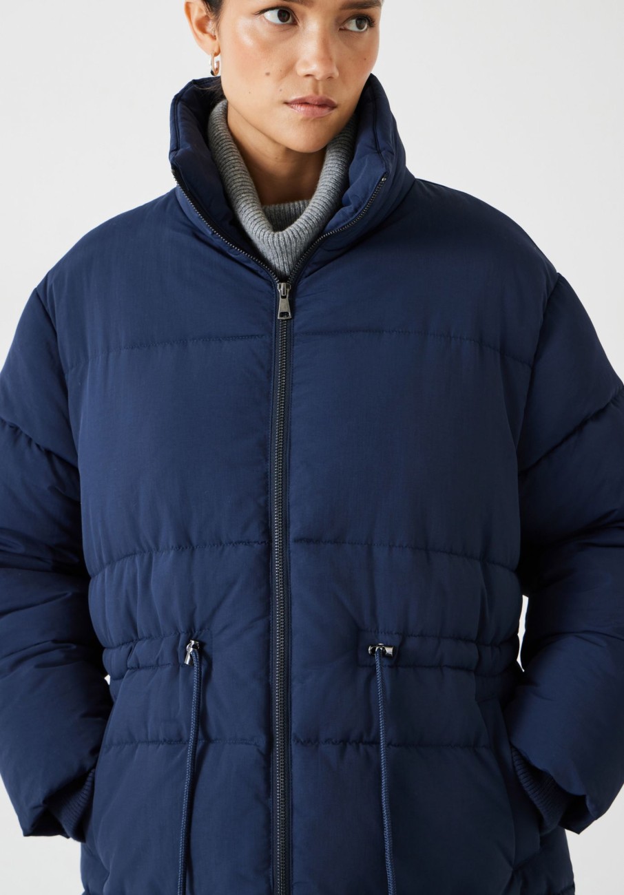 Best Joanna A-Line Puffer Coat Navy Blue