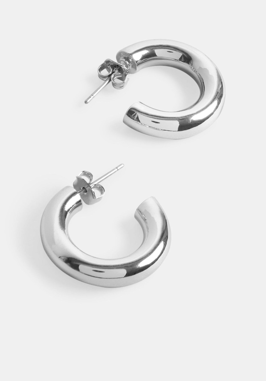 Hot Cleo Chubby Hoops Silver