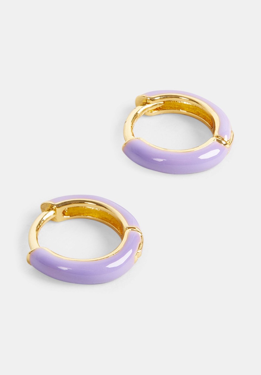 Wholesale Effie Enamel Hoop Earring Gold/Lilac