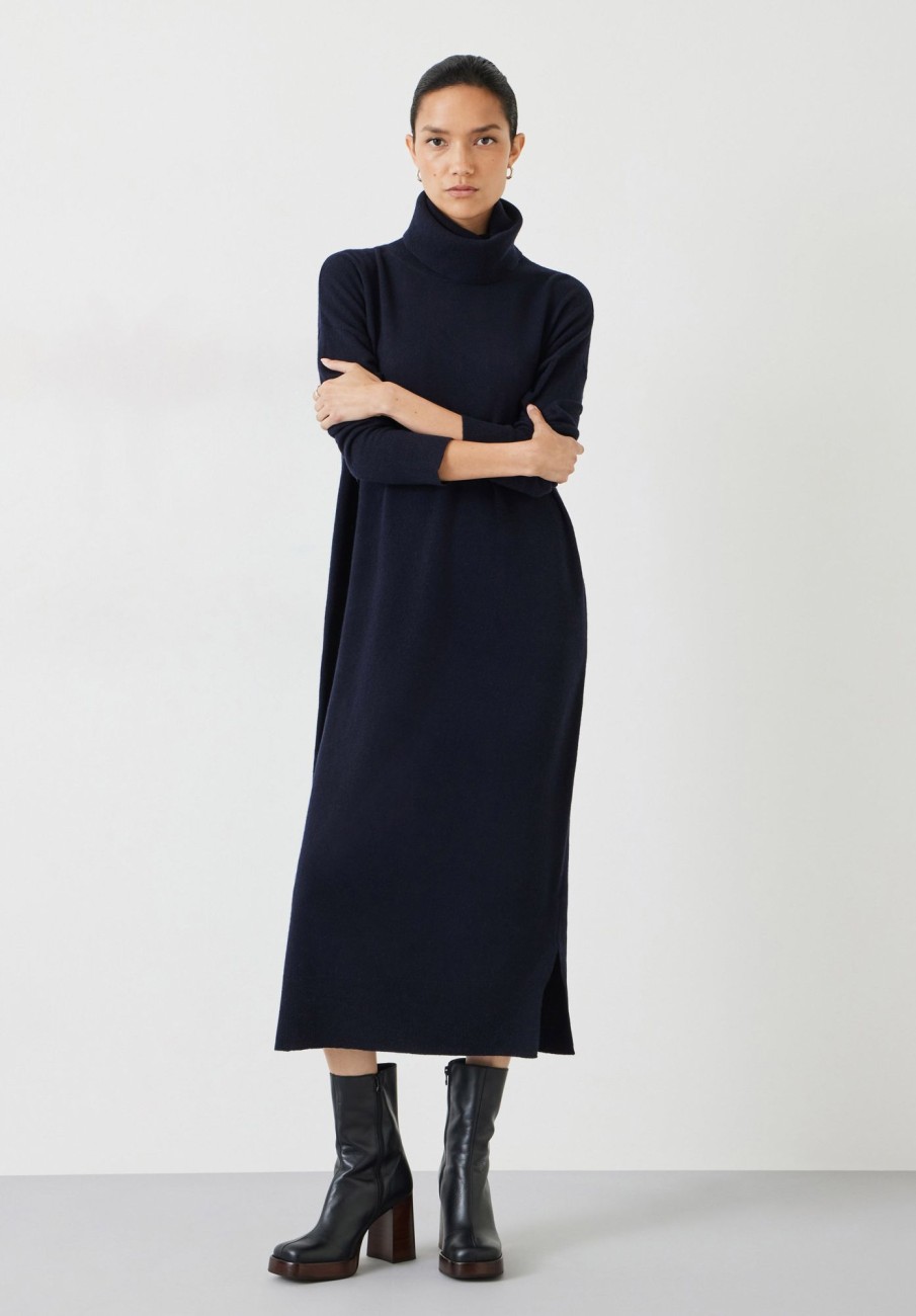 Best Roll Neck Wool Jumper Dress Midnight Navy