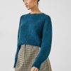 Hot Alma Fluffy Raglan Crew Wool Blend Jumper Deep Teal