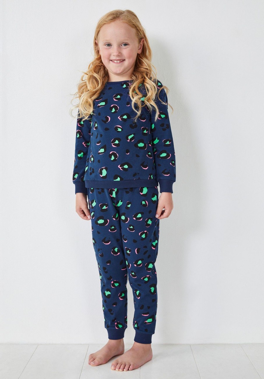 Clearance Joey Children'S Pyjamas Big Leopard Blue/Mint/Pink