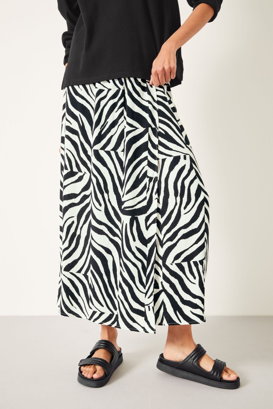 Clearance Zebra Wrap Maxi Skirt Patchwork Zebra Black