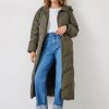 New Eila Chevron Puffer Coat Khaki