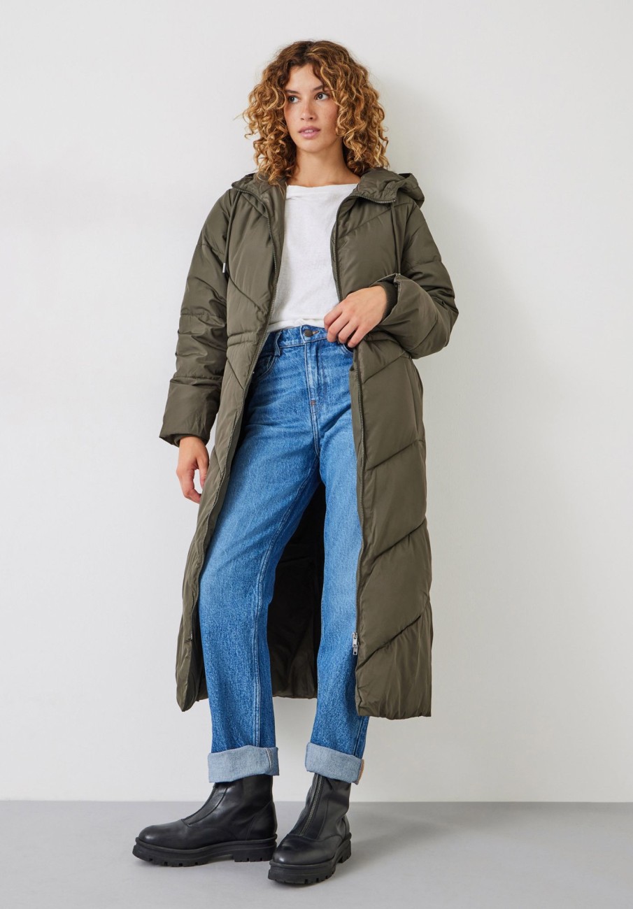 New Eila Chevron Puffer Coat Khaki