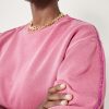 Online Contrast Stitch Sweatshirt Bright Pink