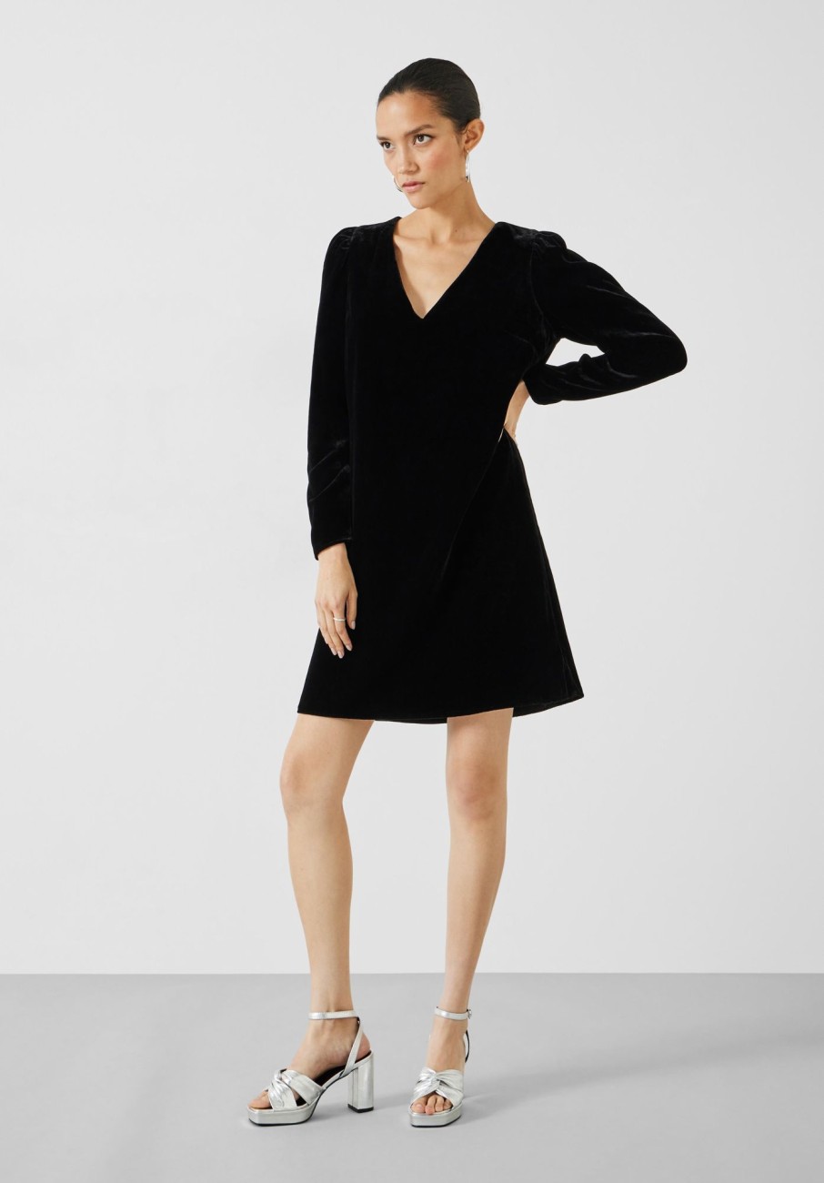 Clearance Sophia Velvet Mini Dress Black