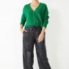 Hot Riva Ribbed Cardigan Green Grass