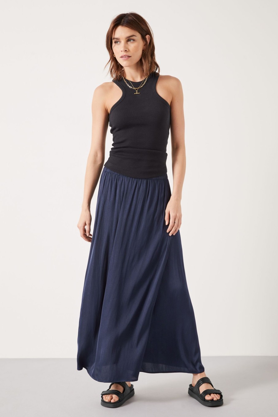 Hot Simmi Wrap Maxi Skirt Midnight Navy