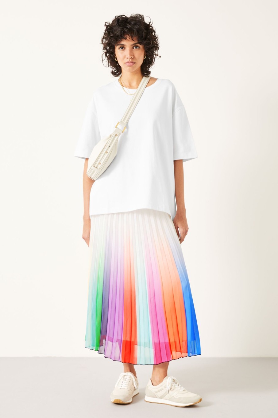 New Zaina Pleated Maxi Skirt Multi/White