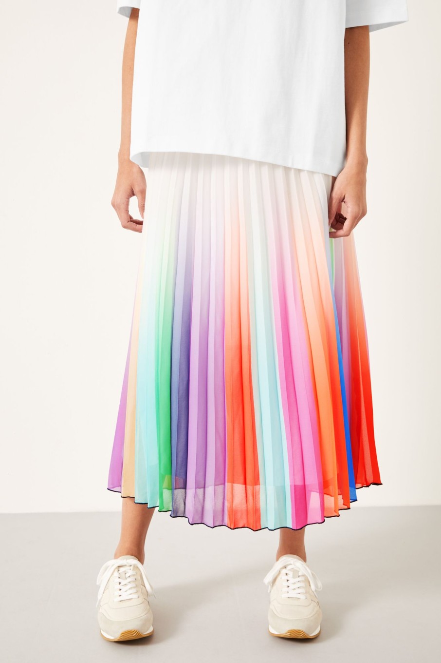 New Zaina Pleated Maxi Skirt Multi/White