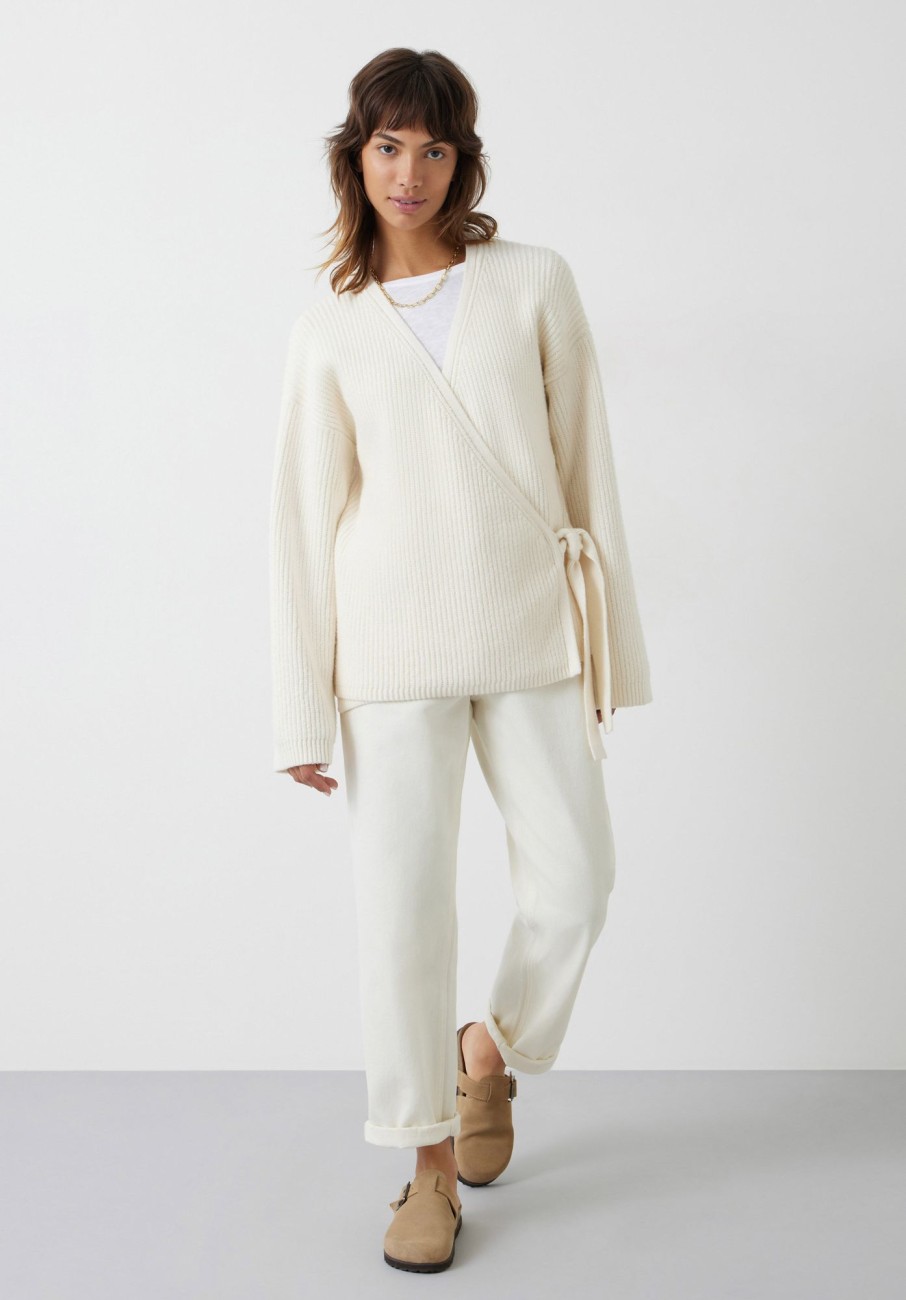 Online Minnota Wrap Knitted Cardigan Soft White