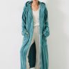 Clearance Renee Striped Cotton Towelling Robe Sage/Soft White