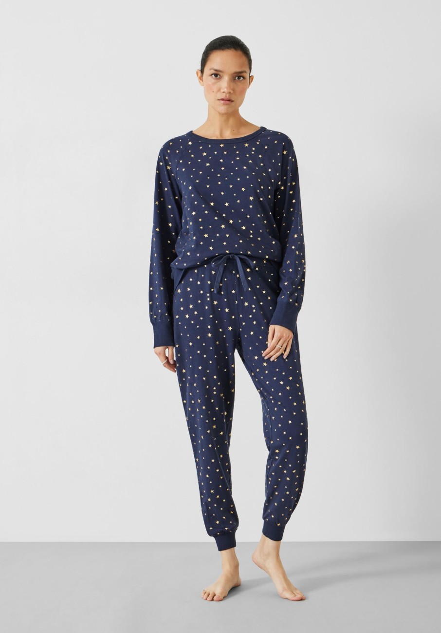 Wholesale Joey Printed Pyjamas Scatter Star Navy/Gold Foil