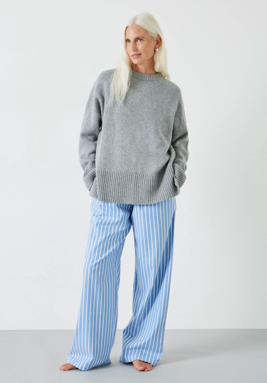 Hot Amita Brushed Cotton Blend Pyjama Trousers Blue/Ecru Stripe