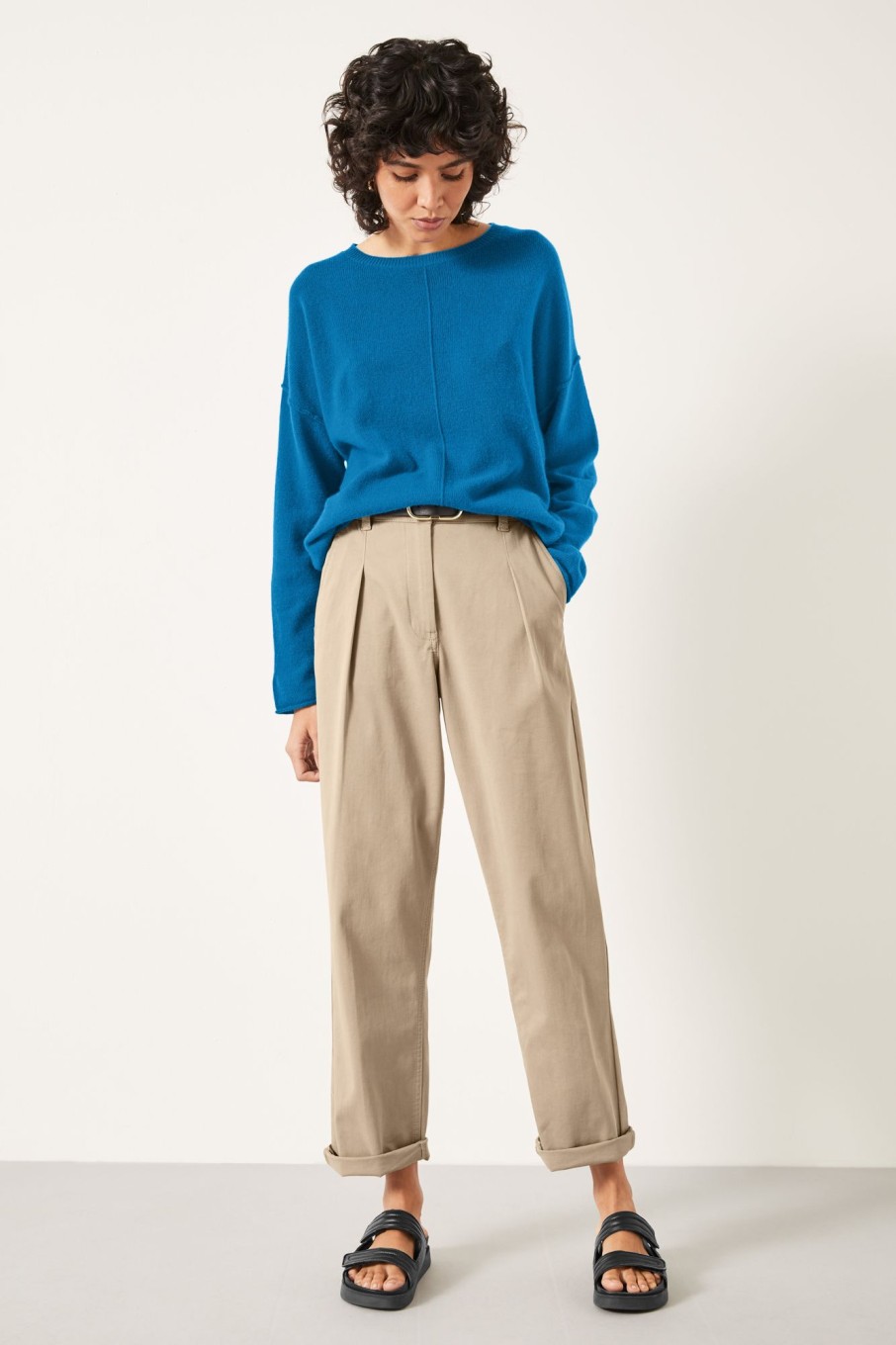 New Imogen Cotton Trousers Washed Brown