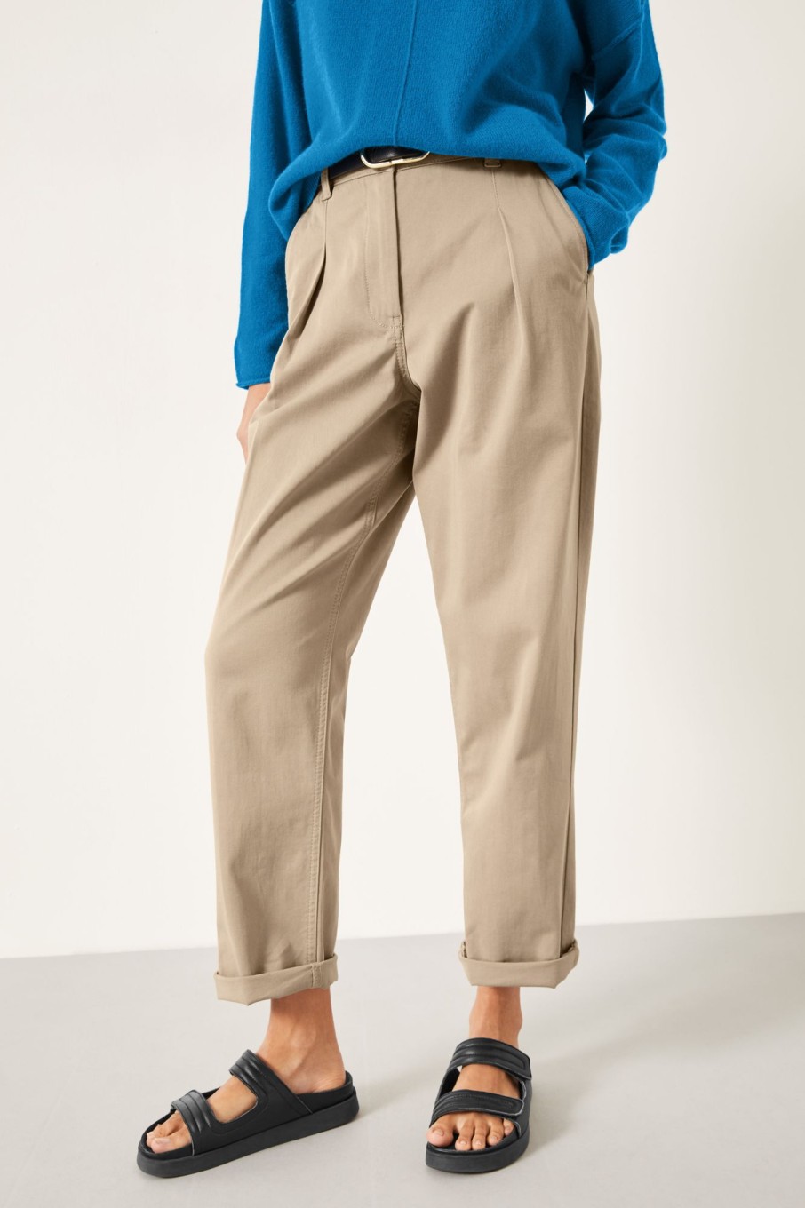 New Imogen Cotton Trousers Washed Brown