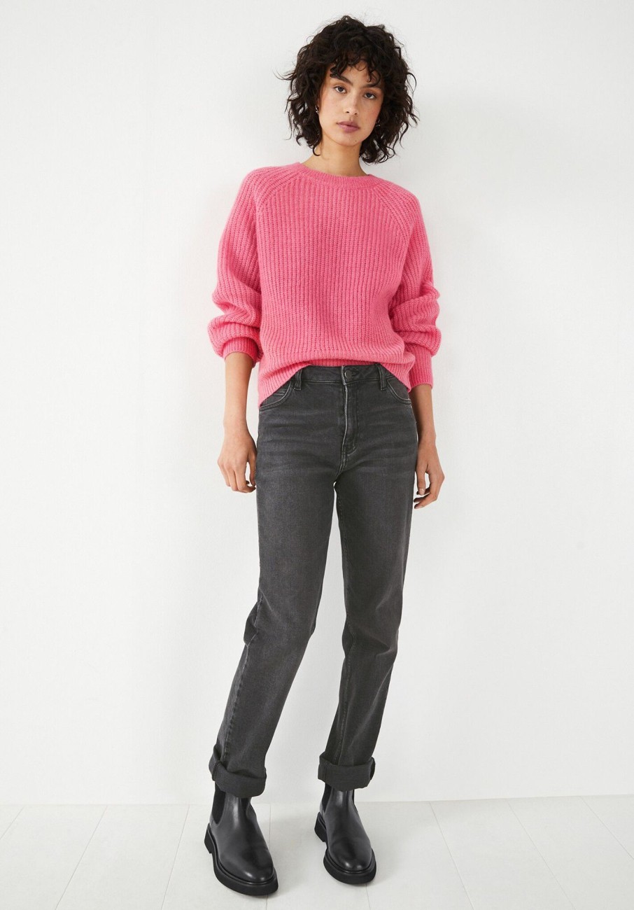 Online Alma Fluffy Raglan Crew Wool Blend Jumper Rich Pink