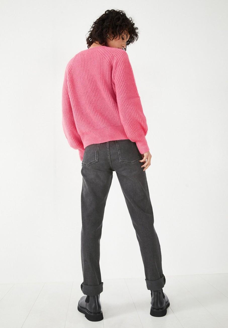 Online Alma Fluffy Raglan Crew Wool Blend Jumper Rich Pink