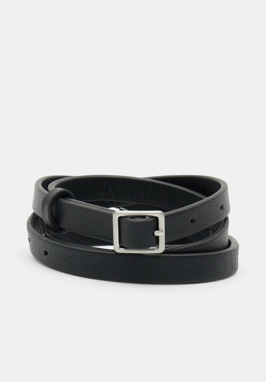 Wholesale Adriana Super Skinny Leather Belt Black