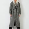 Wholesale Rose Check Double Breasted Wool Blend Coat Black