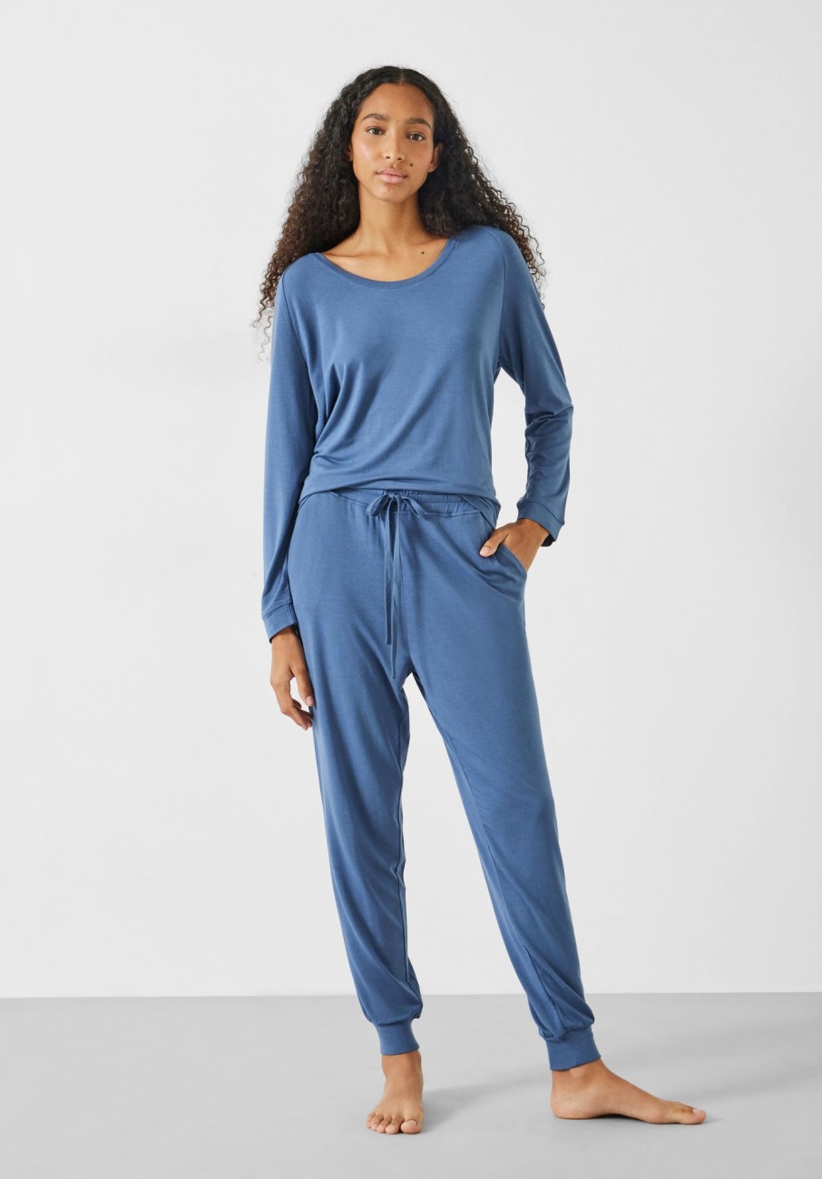 Online Ayla Scoop Neck Jersey Pyjamas Blue/Grey