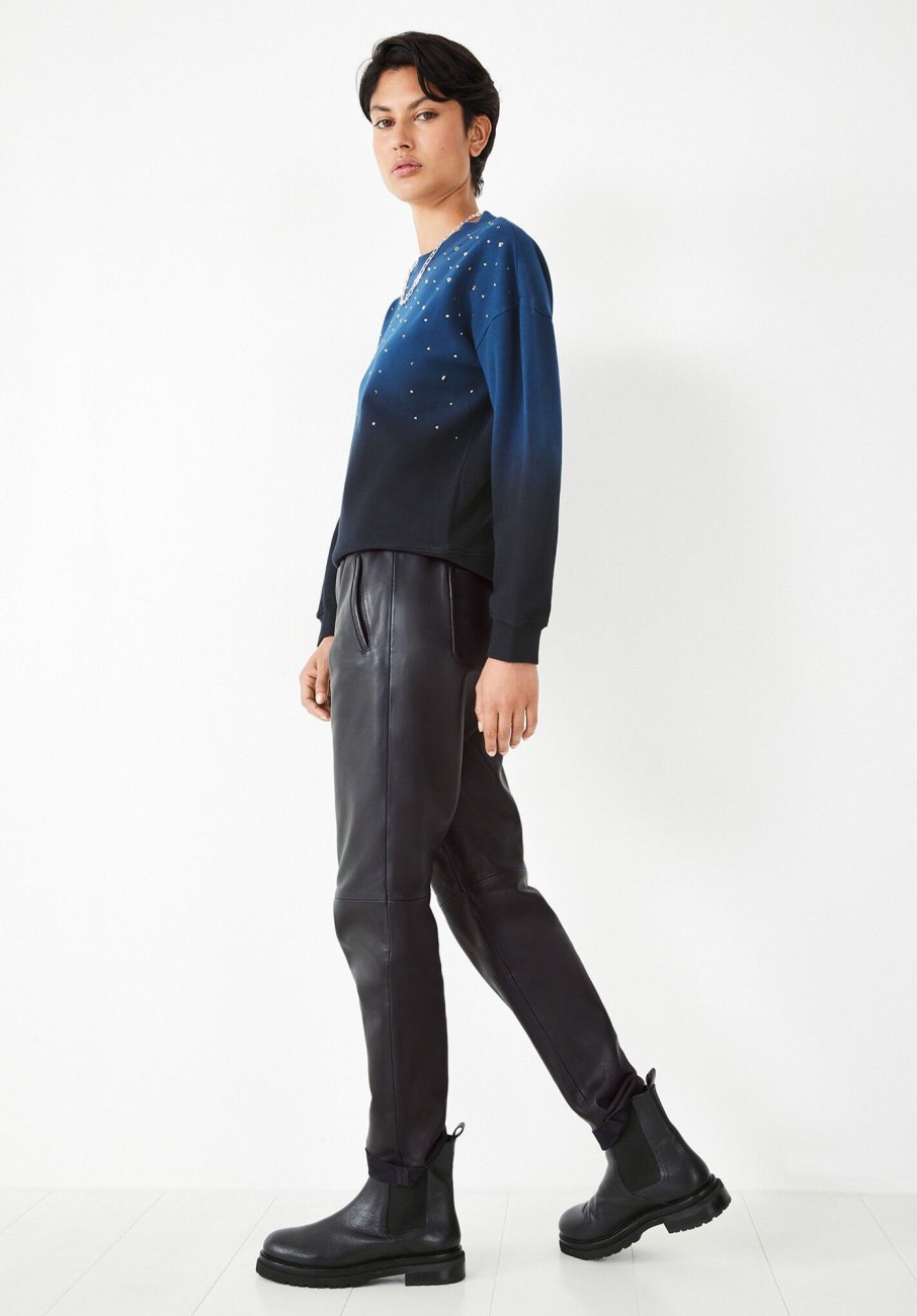 New Rana Ombre Stud Relaxed Sweatshirt Deep Blue