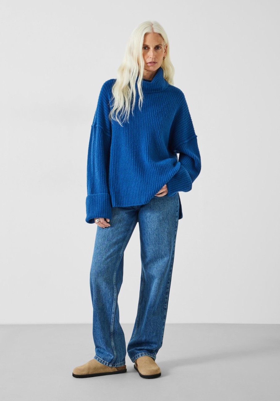 Best Keily Ribbed Roll Neck Wool Blend Jumper Inky Blue